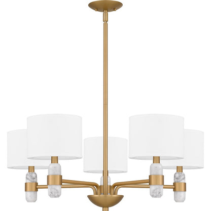 Kimberly 5 Light Chandelier, Brass/Egg Shell Fabric