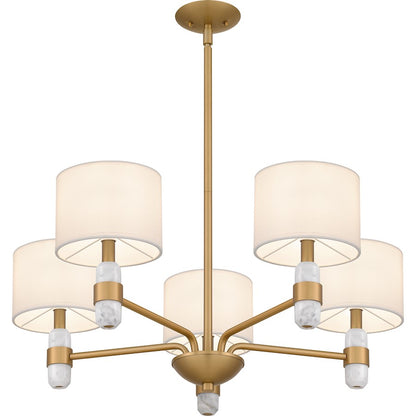 Kimberly 5 Light Chandelier, Brass/Egg Shell Fabric