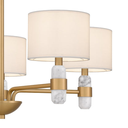 Kimberly 5 Light Chandelier, Brass/Egg Shell Fabric