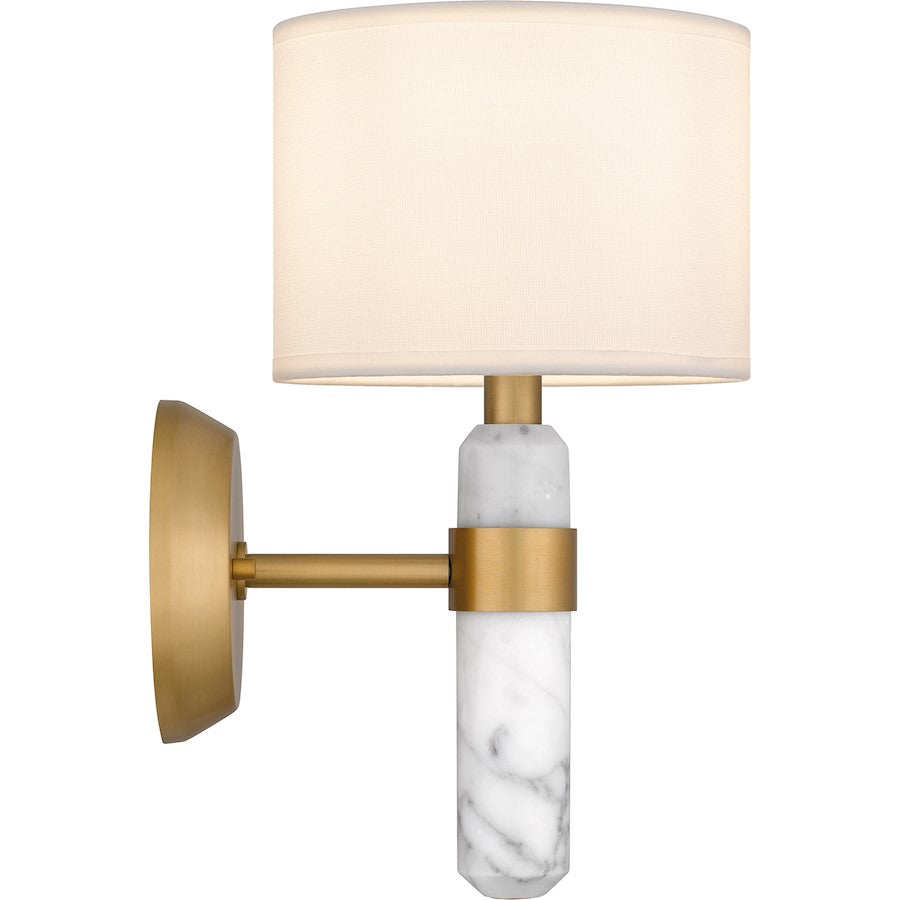 Kimberly 1 Light Wall Sconce, Brass/Egg Shell Fabric