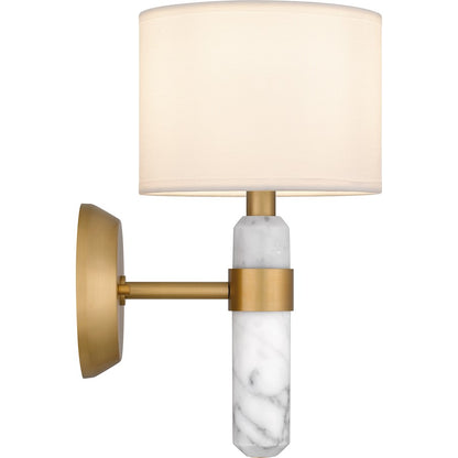 Kimberly 1 Light Wall Sconce, Brass/Egg Shell Fabric