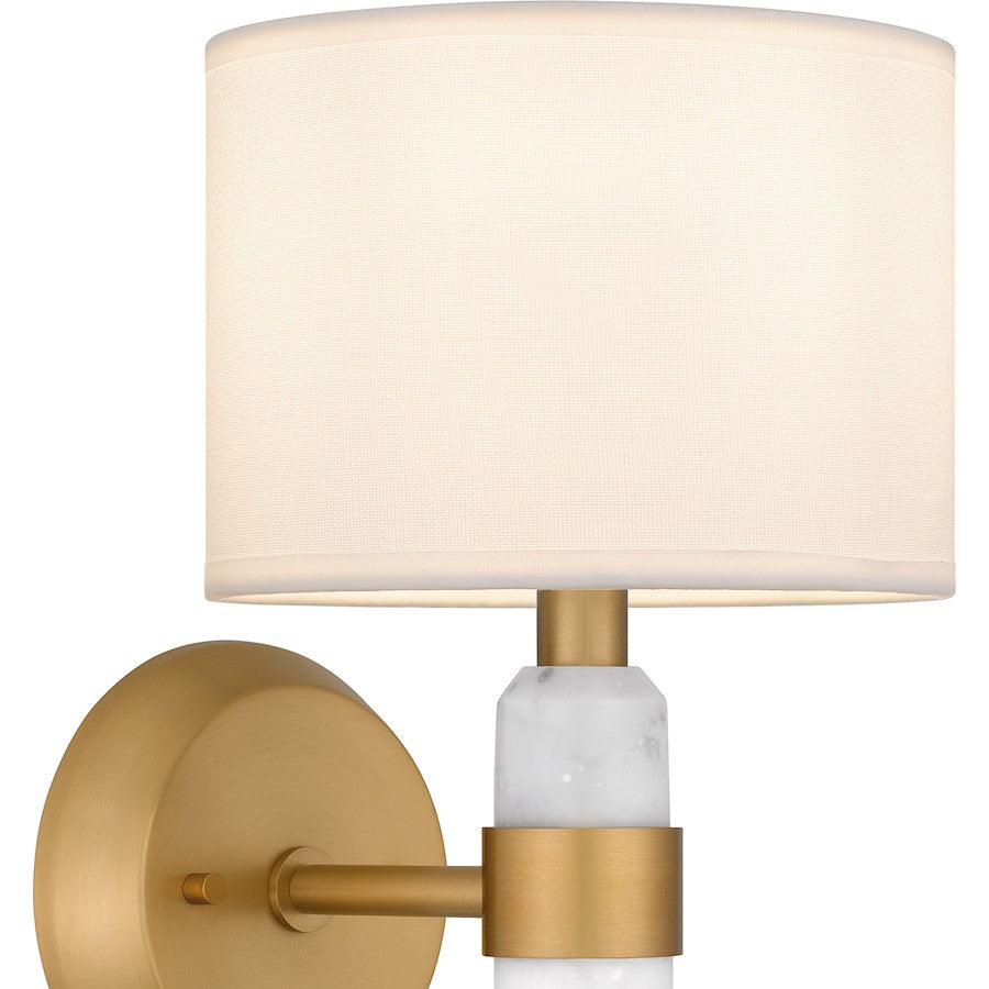 Kimberly 1 Light Wall Sconce, Brass/Egg Shell Fabric