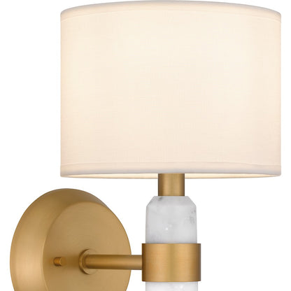 Kimberly 1 Light Wall Sconce, Brass/Egg Shell Fabric