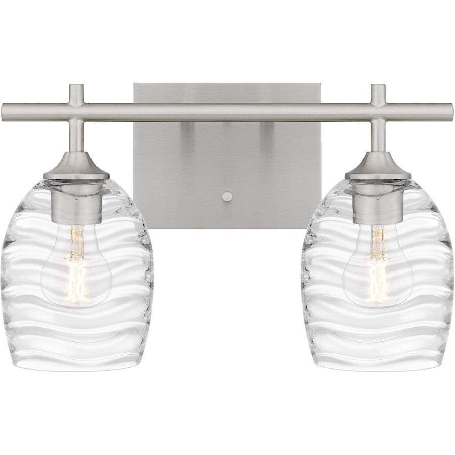 Quoizel Lucy 2 Light Bath Light, Brushed Nickel/Clear Optic Glass - LCY8615BN