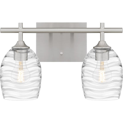 Quoizel Lucy 2 Light Bath Light, Brushed Nickel/Clear Optic Glass - LCY8615BN