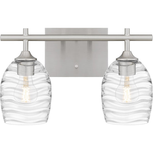 Quoizel Lucy 2 Light Bath Light, Brushed Nickel/Clear Optic Glass - LCY8615BN