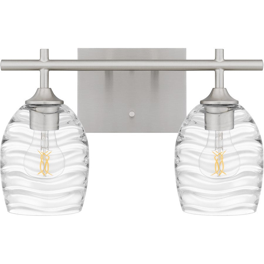 Lucy 2 Light Bath Light, Brushed Nickel/Clear Optic Glass