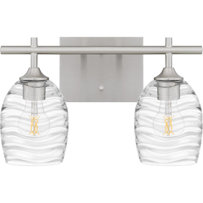 Lucy 2 Light Bath Light, Brushed Nickel/Clear Optic Glass