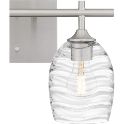 Lucy 2 Light Bath Light, Brushed Nickel/Clear Optic Glass