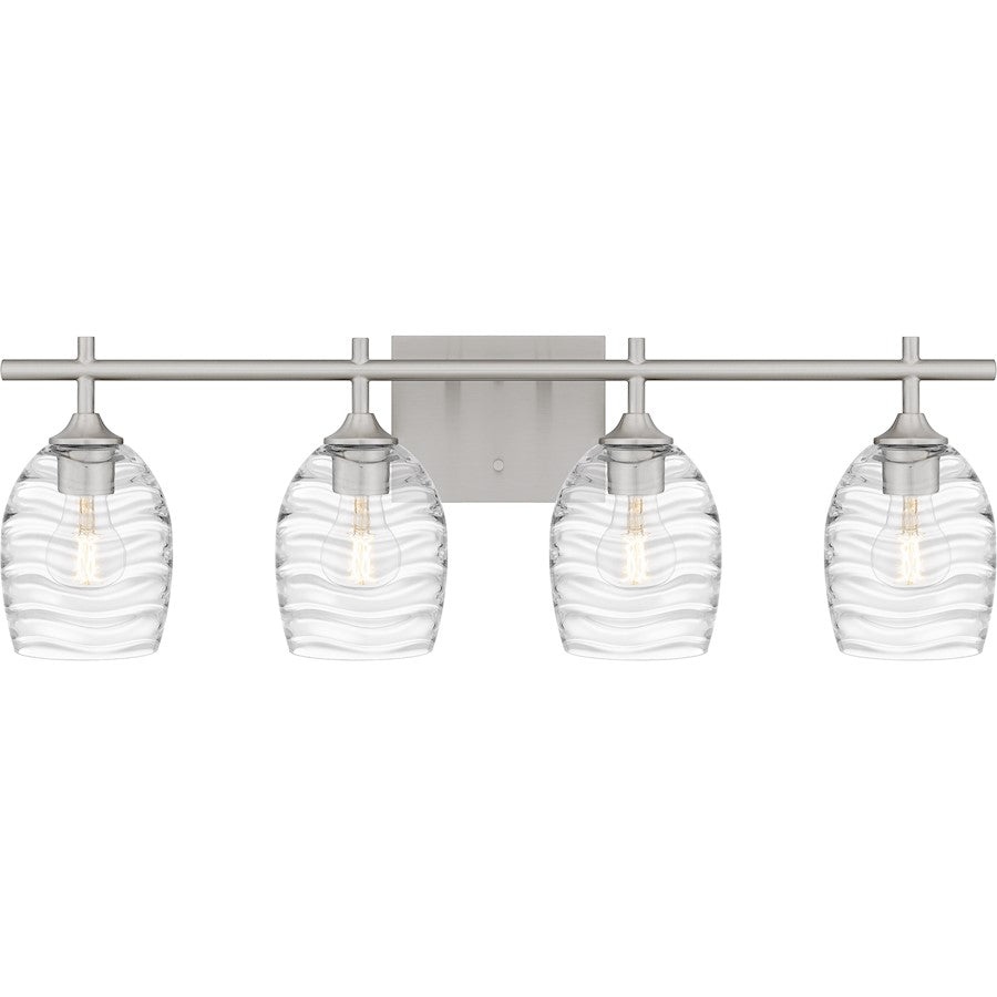 Quoizel Lucy 4 Light Bath Light, Brushed Nickel/Clear Optic Glass - LCY8629BN