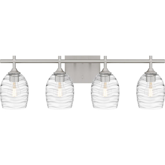 Quoizel Lucy 4 Light Bath Light, Brushed Nickel/Clear Optic Glass - LCY8629BN