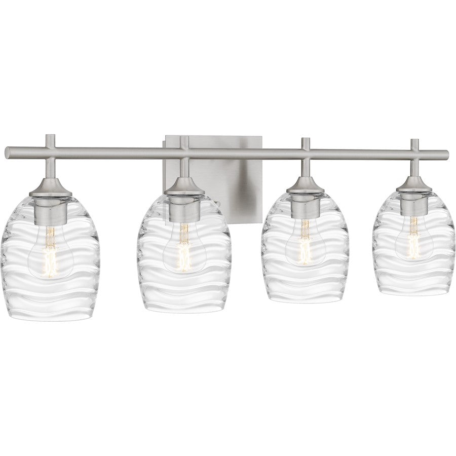 Lucy 4 Light Bath Light, Brushed Nickel/Clear Optic Glass