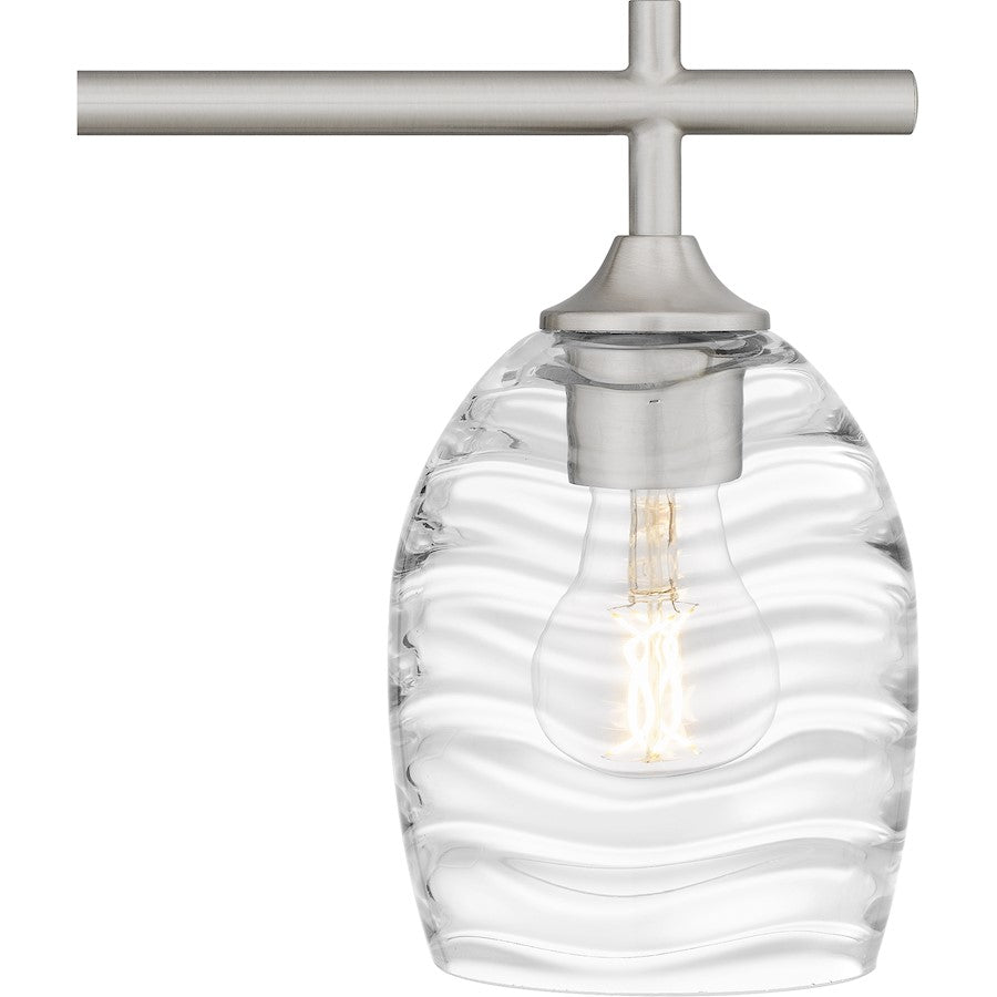 Lucy 4 Light Bath Light, Brushed Nickel/Clear Optic Glass