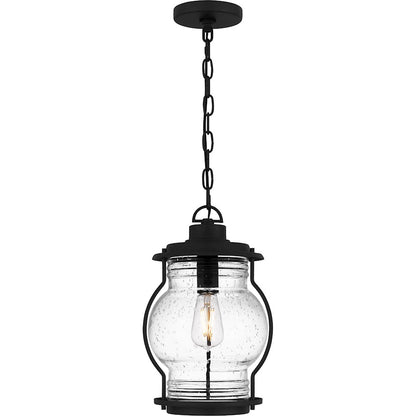 Quoizel Luther 1Lt Outdoor Hanging Lantern, Black/Clear Seedy Glass - LHR1909EK