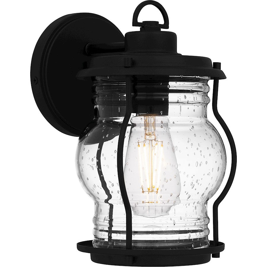 Quoizel Luther 1 Light 10" Outdoor Lantern, Black/Clear Seedy Glass - LHR8406EK