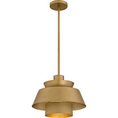 Lumi 1Light Pendant, Brushed Weathered Brass/Metal