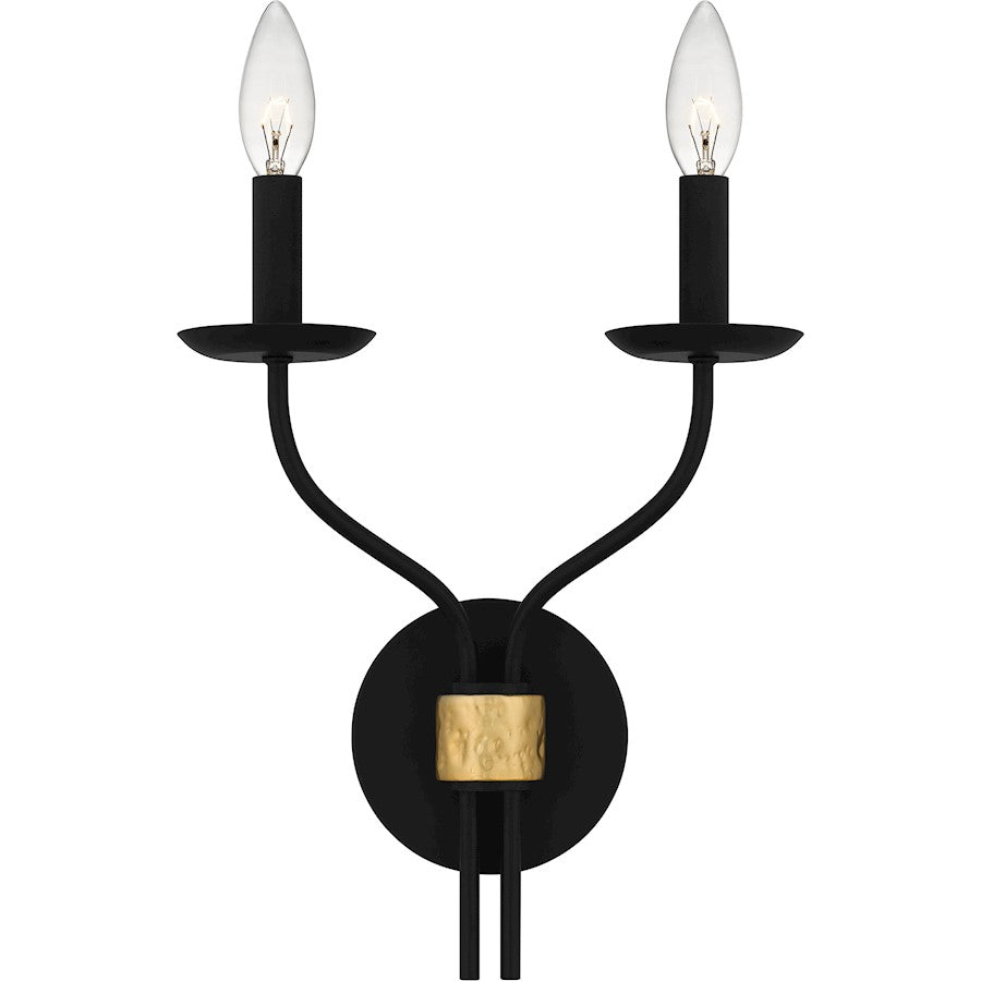 Quoizel Margaret 2 Light Wall Sconce, Matte Black - MAG8711MBK