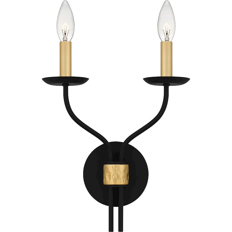 Margaret 2 Light Wall Sconce, Matte Black