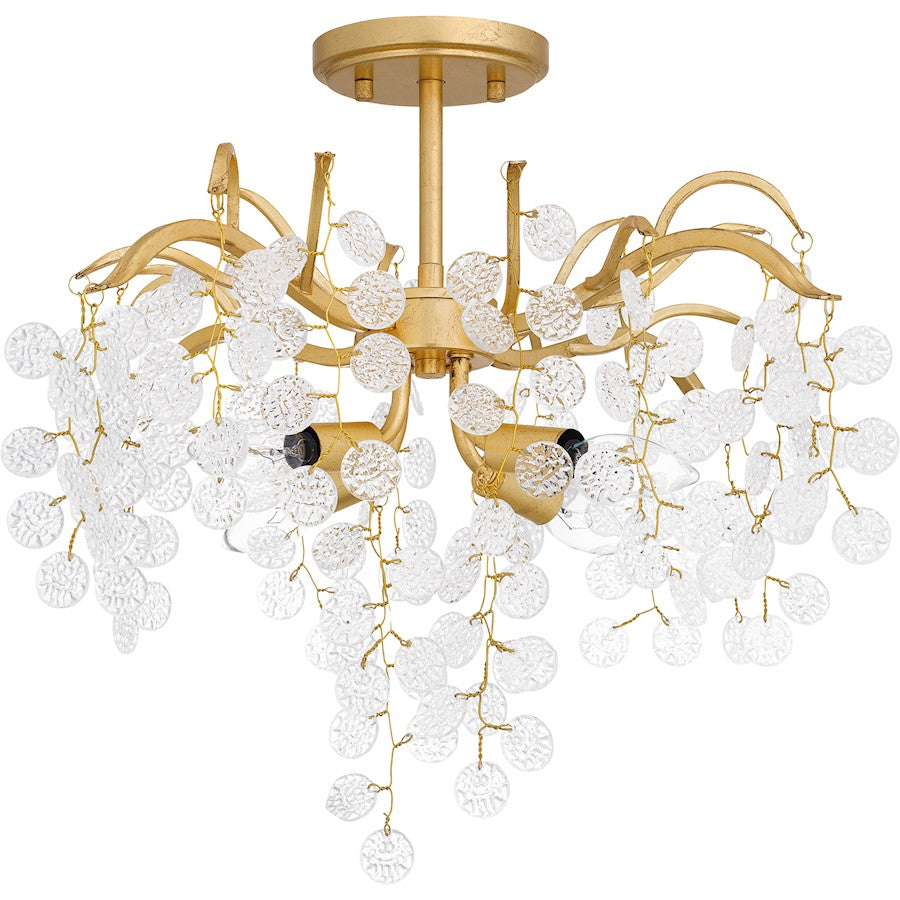 Maple 4 Light Semi-Flush Mount, Gold Leaf