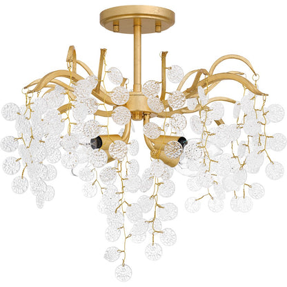 Maple 4 Light Semi-Flush Mount, Gold Leaf