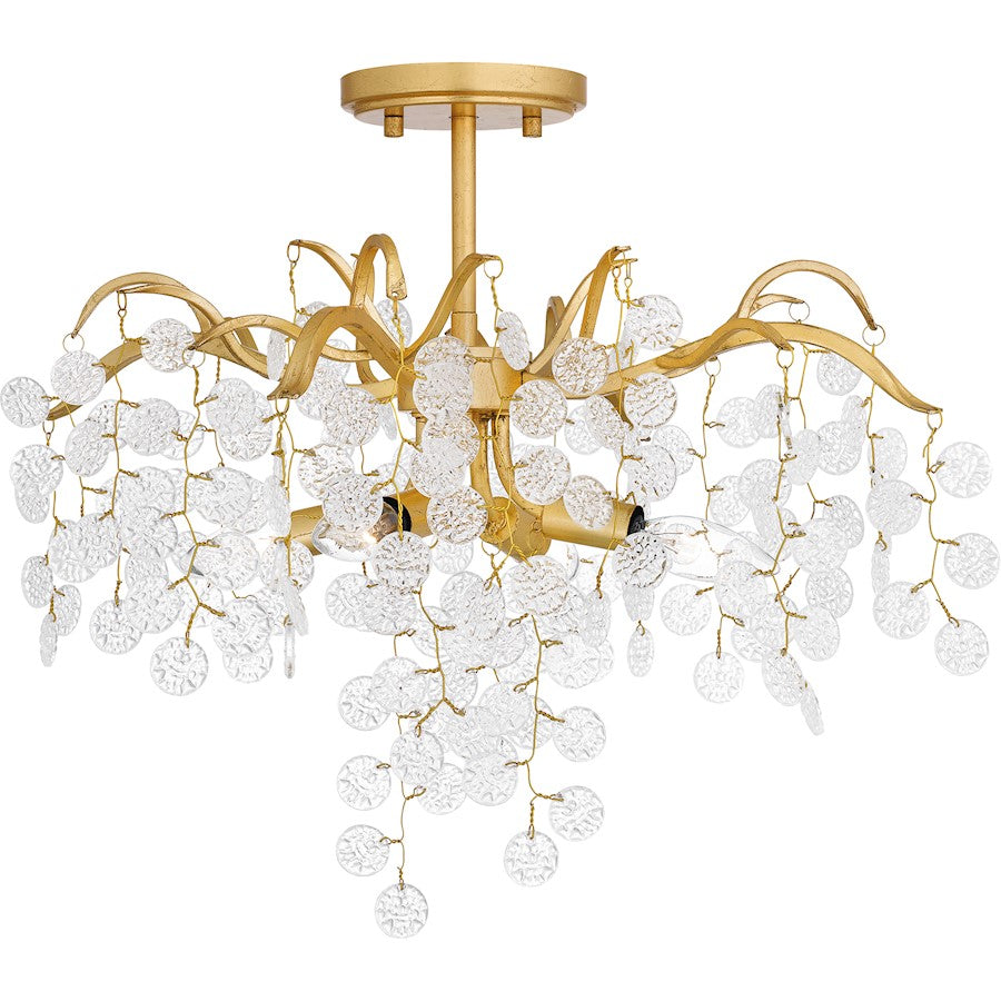 Maple 4 Light Semi-Flush Mount, Gold Leaf