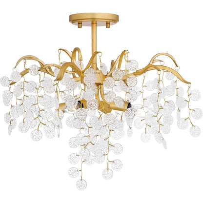 Maple 4 Light Semi-Flush Mount, Gold Leaf