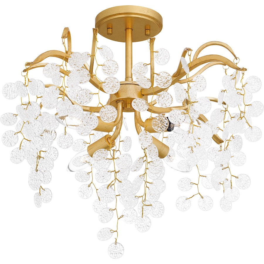 Maple 4 Light Semi-Flush Mount, Gold Leaf