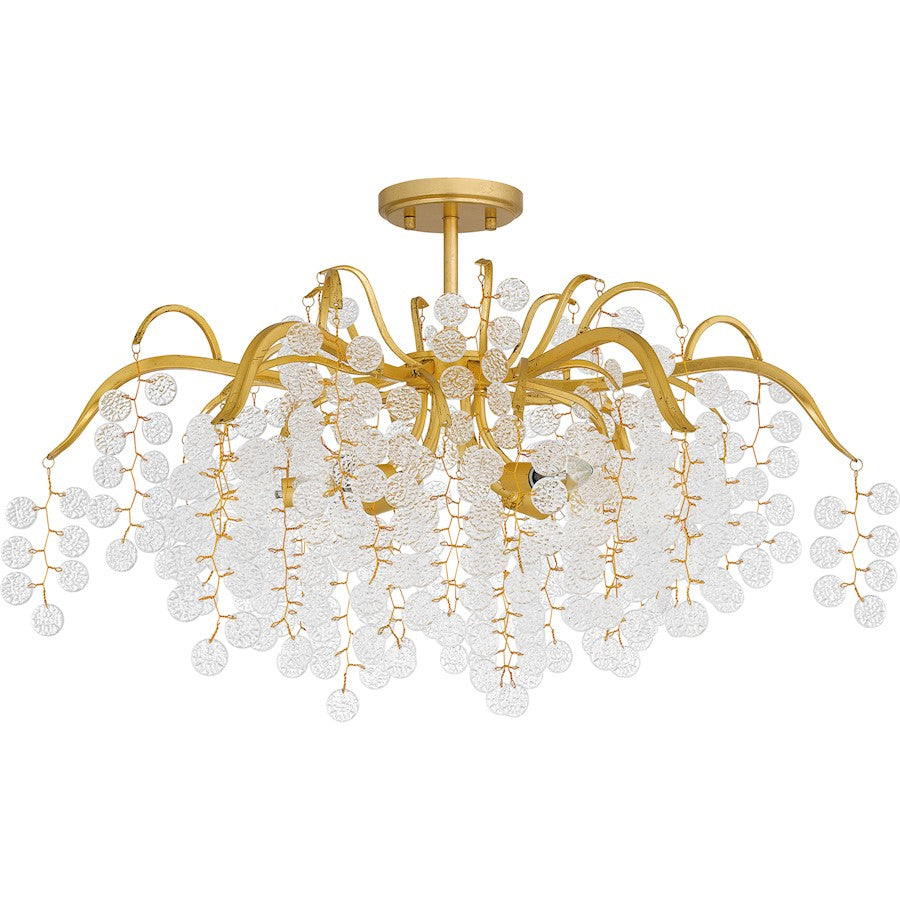 Maple 6 Light Semi-Flush Mount, Gold Leaf