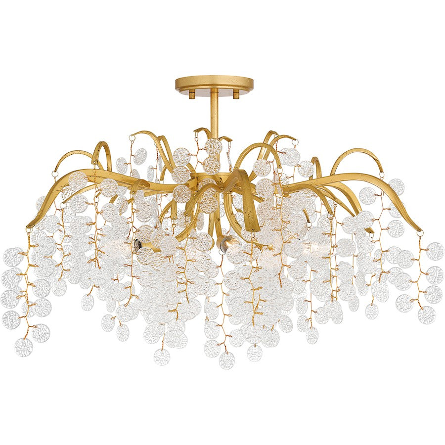 Maple 6 Light Semi-Flush Mount, Gold Leaf