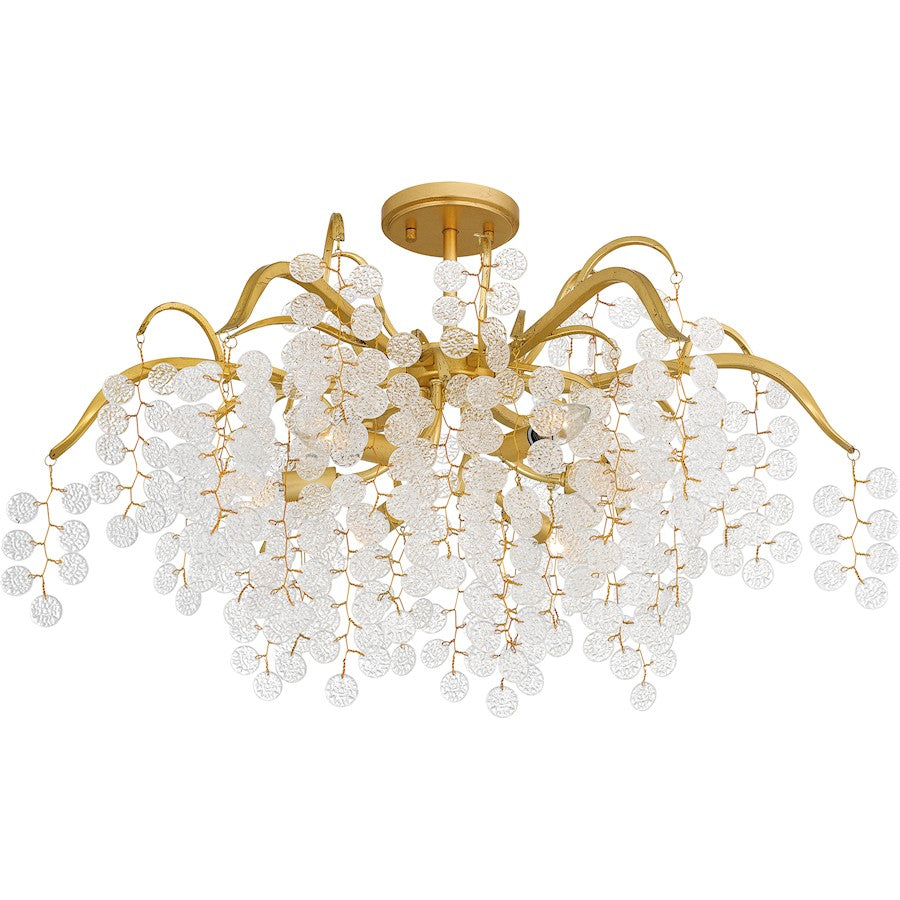 Maple 6 Light Semi-Flush Mount, Gold Leaf