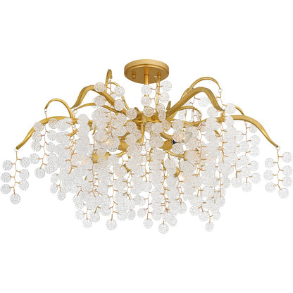 Maple 6 Light Semi-Flush Mount, Gold Leaf