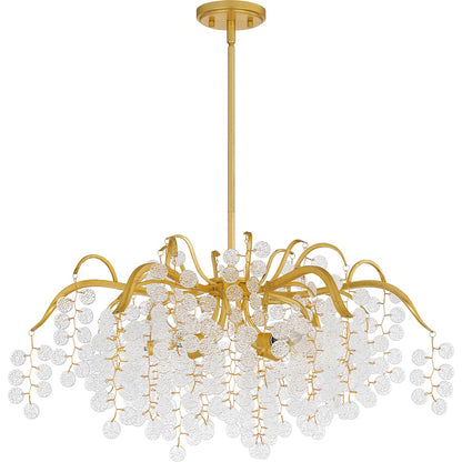 Maple 6 Light Chandelier, Gold Leaf