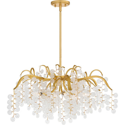 Maple 6 Light Chandelier, Gold Leaf