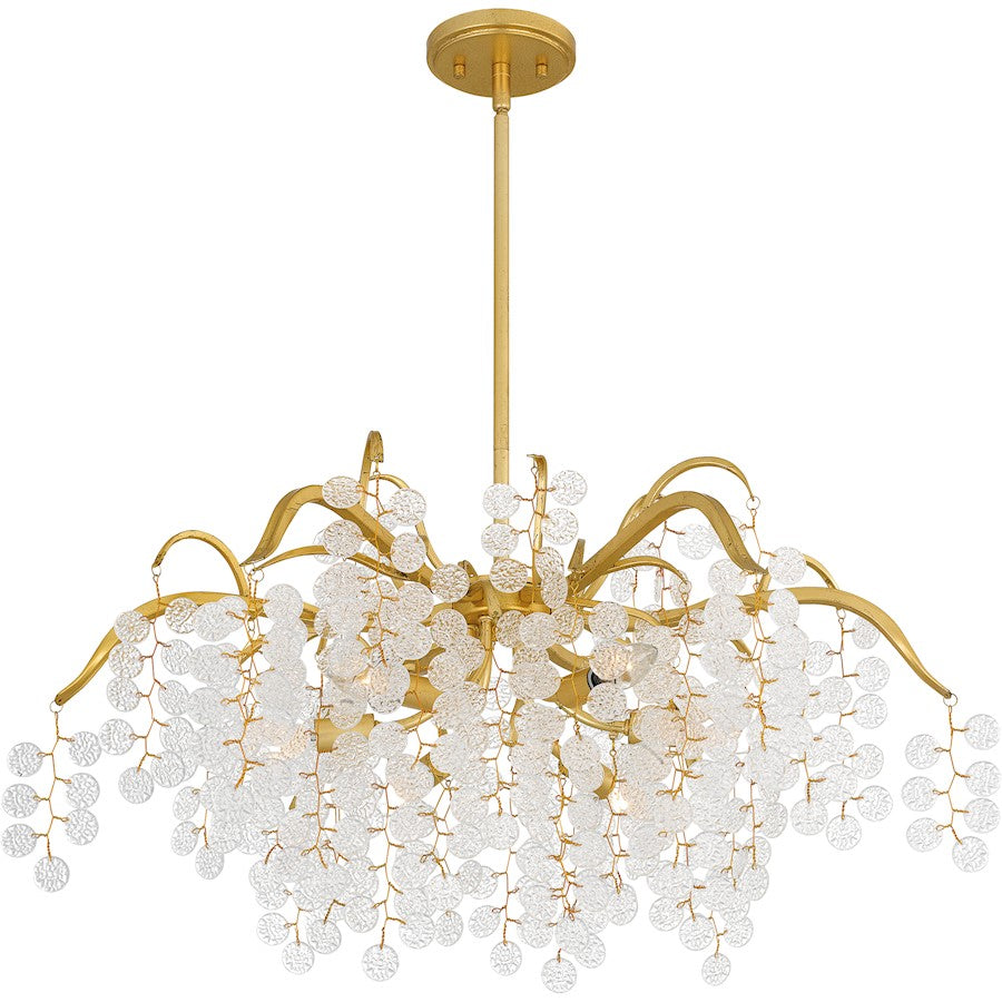 Maple 6 Light Chandelier, Gold Leaf