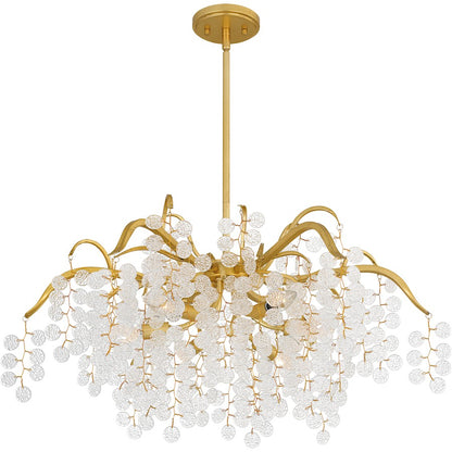 Maple 6 Light Chandelier, Gold Leaf