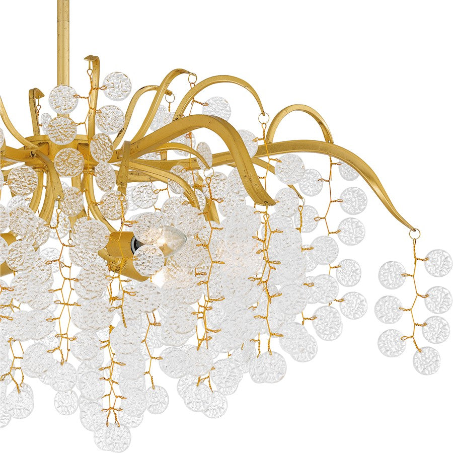 Maple 6 Light Chandelier, Gold Leaf