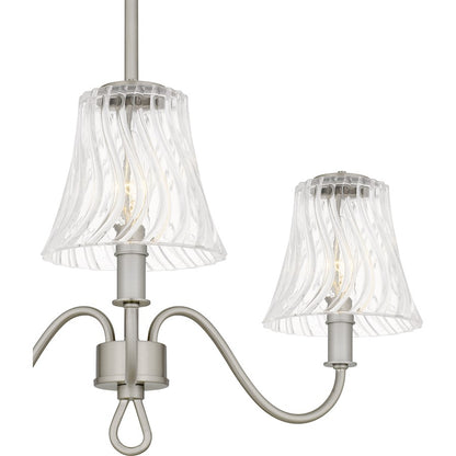 McKinney 3Lt Semi-Flush Mount, Nickel/Clear Swirl