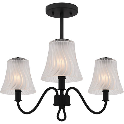 Quoizel McKinney 3Lt Semi-Flush, Black/Clear/Sandblasted/Swirl - MCK1722MBK