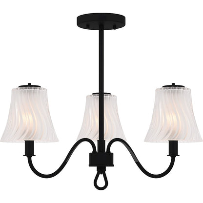 McKinney 3Lt Semi-Flush, Black/Clear/Sandblasted/Swirl