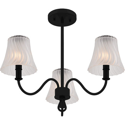 McKinney 3Lt Semi-Flush, Black/Clear/Sandblasted/Swirl