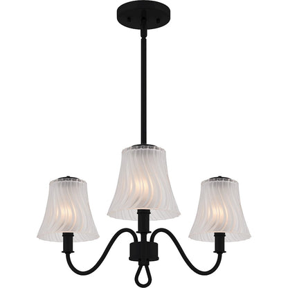 Quoizel McKinney 3Lt Chandelier, Black/Clear/Sandblasted/Swirl - MCK5022MBK