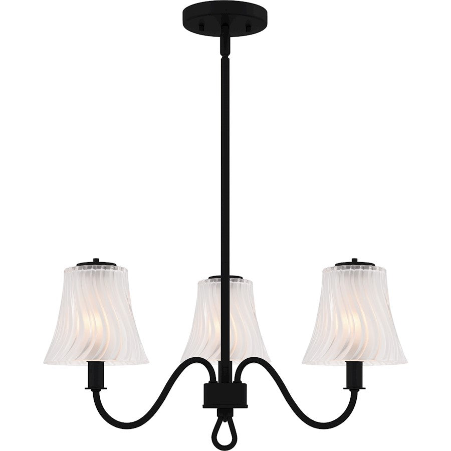 McKinney 3Lt Chandelier, Black/Clear/Sandblasted/Swirl
