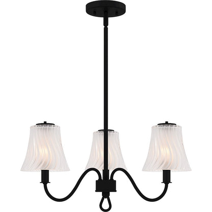 McKinney 3Lt Chandelier, Black/Clear/Sandblasted/Swirl