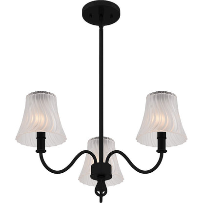 McKinney 3Lt Chandelier, Black/Clear/Sandblasted/Swirl