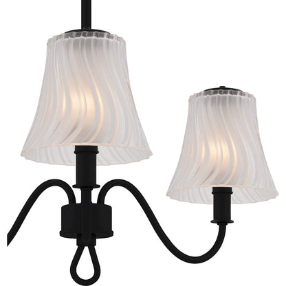 McKinney 3Lt Chandelier, Black/Clear/Sandblasted/Swirl