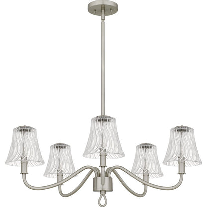 McKinney 5Light Chandelier, Brushed Nickel/Clear Swirl Glass