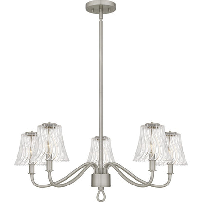 McKinney 5Light Chandelier, Brushed Nickel/Clear Swirl Glass