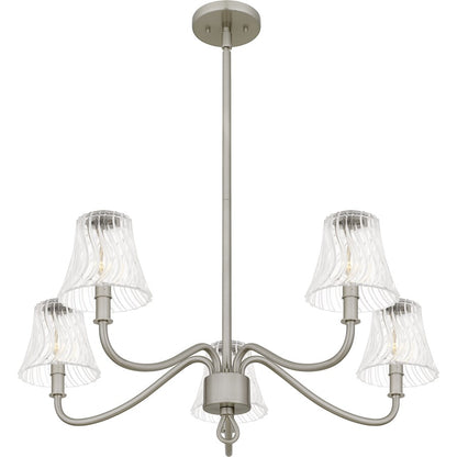 McKinney 5Light Chandelier, Brushed Nickel/Clear Swirl Glass