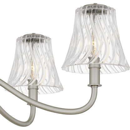 McKinney 5Light Chandelier, Brushed Nickel/Clear Swirl Glass