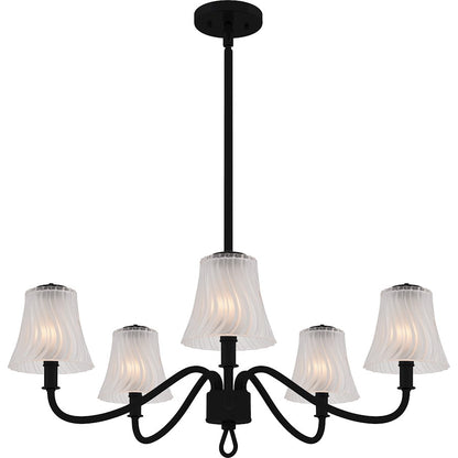 Quoizel McKinney 5Lt Chandelier, Black/Clear/Sandblasted/Swirl - MCK5030MBK